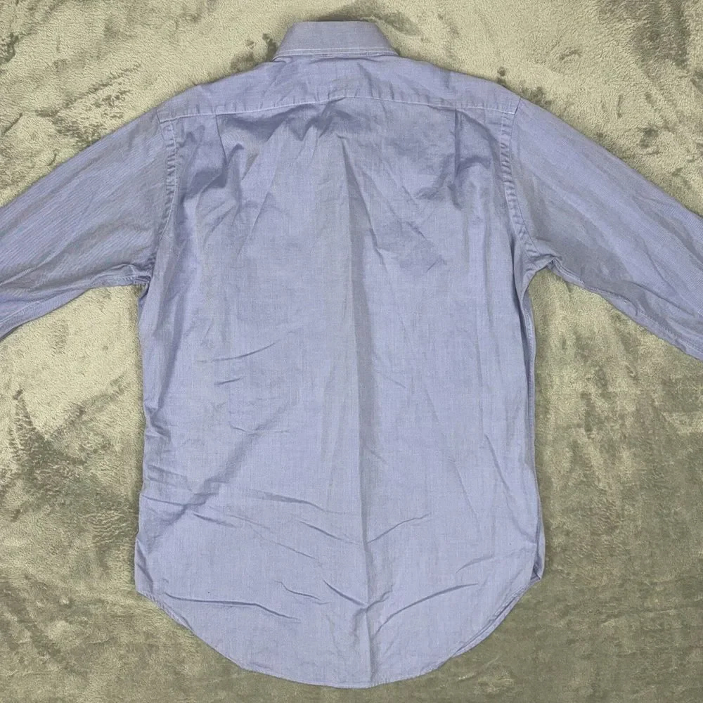 POLO Ralph Lauren Regent Custom‎ Fit Button Up Shirt Mens Size 15 32/33 Blue VTG